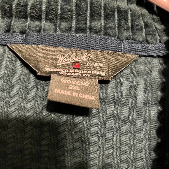 Woolrich Women's 2XL Ribbed Full Zip Sweater Vest Cotton Green Pockets Corduroy - Picture 2 of 9